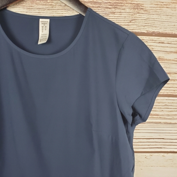 SPANX Womens Size XS Navy Blue Yes Pleats Tee Short Sleeve Top - Picture 5 of 10